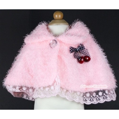 Light Pink Soft Fur with Cherry Shawl Coat SH31 